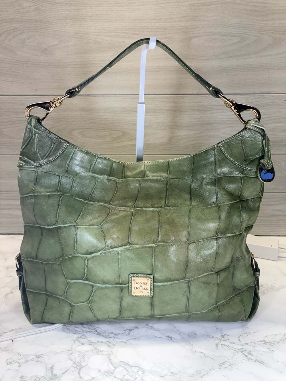 Dooney & Bourke Croco Leather Cinzia Pistachio Shoulder Bag